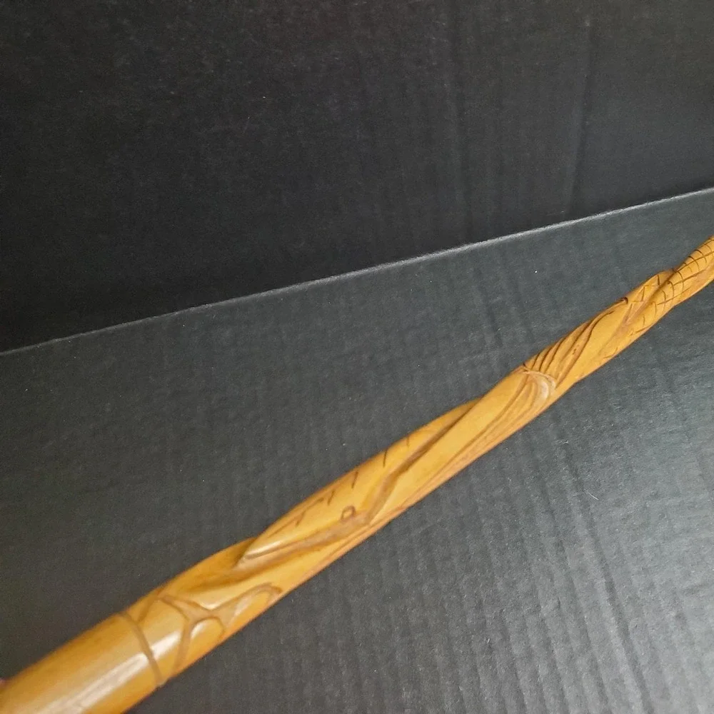 Wood‎ Spiral Carved Snake Wand 18